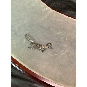 J Ritter Signed Roadrunner Brooch Bird Silvertone